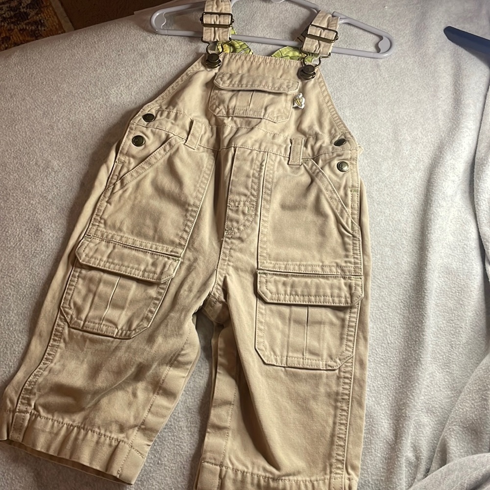 Gymboree banana tan overalls 6-9m